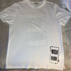 This is a mens medium white t-shirt with a graphic design
